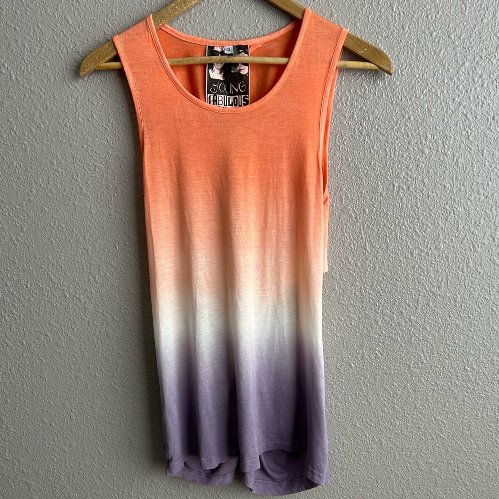 Young Fabulous &‎ Broke YFB Orange Purple tie dye ombré twist open back tank top
